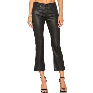 AG Adriano Goldschmied Coated Jeans 30 Black Jodi Crop High-Rise Slim Flare Crop